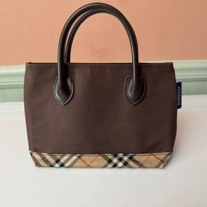 Burberry Brown Tote with Checkered Trim